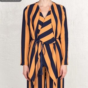 Rodebjer Navy/Tangerine Bia Wrap Jacket Large NWT
